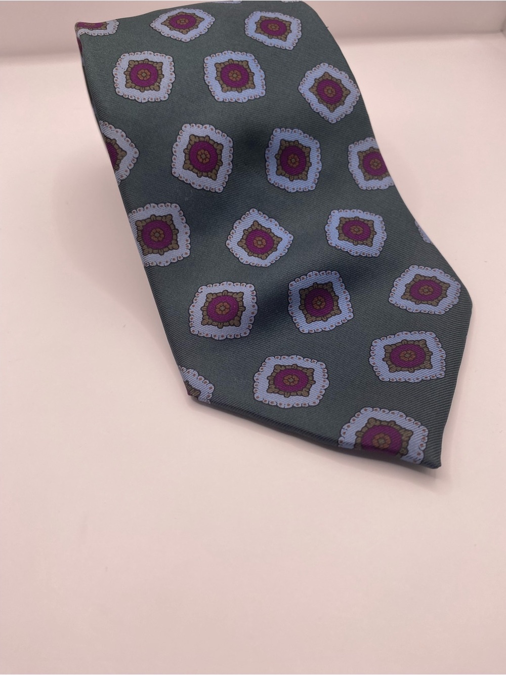 Dior Blue-Green Medallion Silk Tie